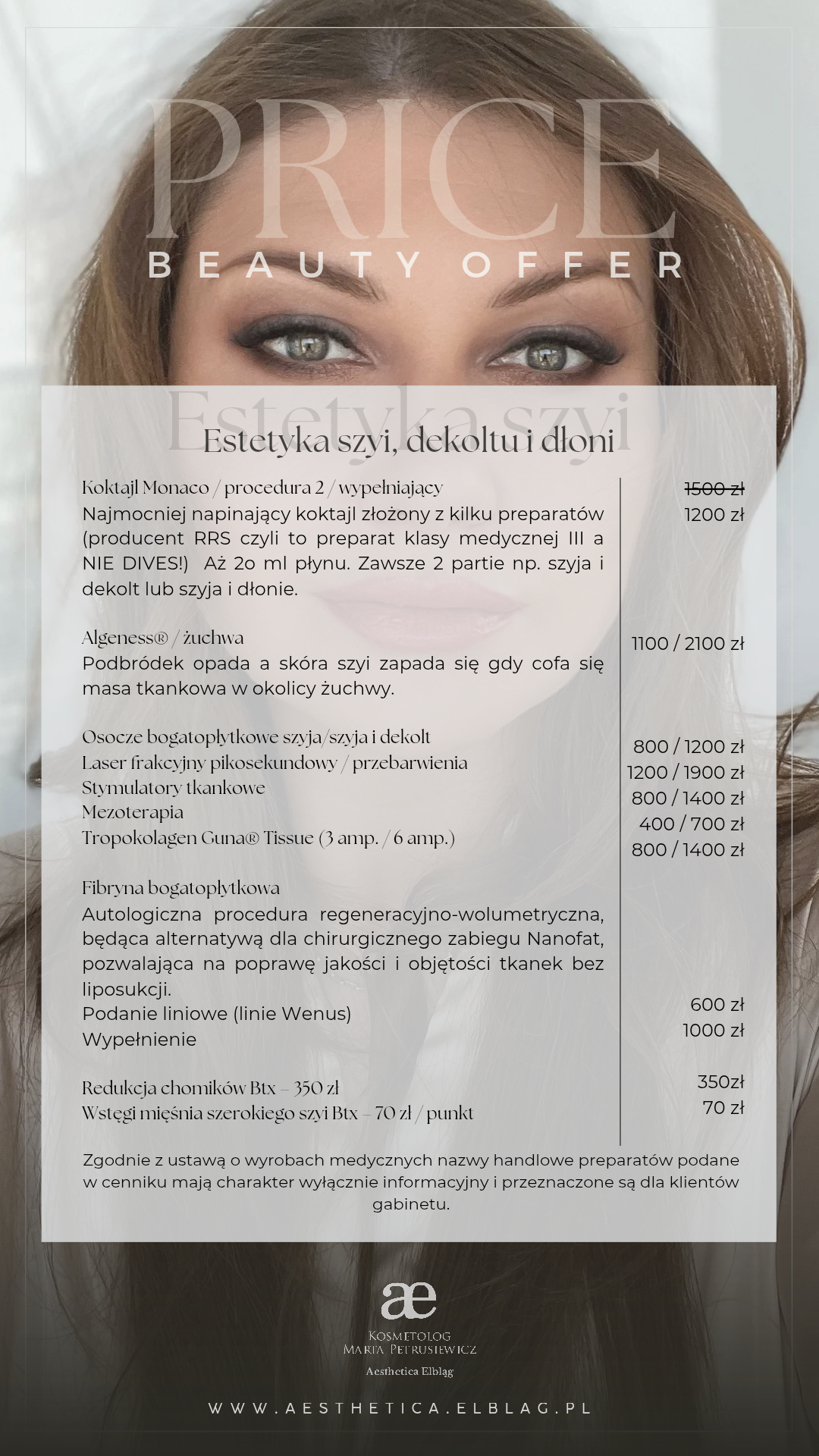 estetyka szyi, dekoltu, dłoni